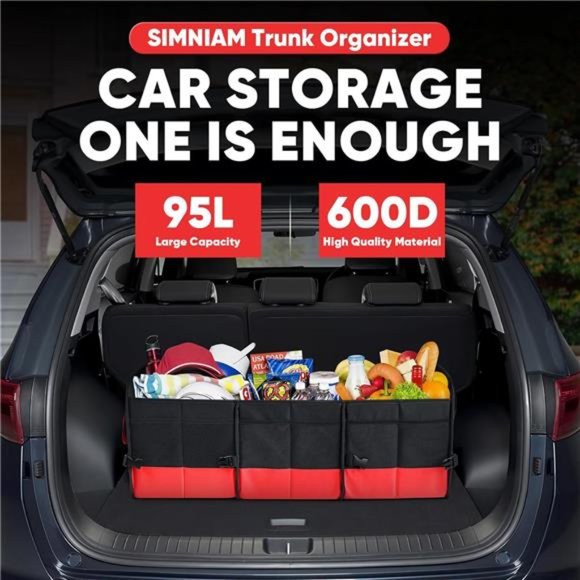 Large Trunk Organizer for Car, Collapsible Multi Compartment Car Trunk with 2 - Picture 2 of 7